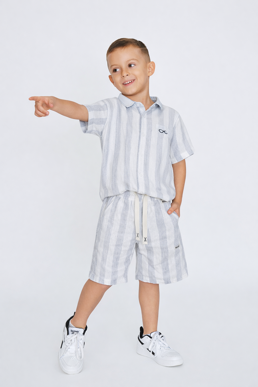 Conjunto Lino para Niño Líneas Azul